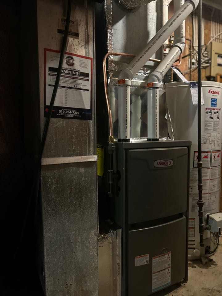 Completing a Lennox furnace install for a customer in the Forest Hill area of Kitchener