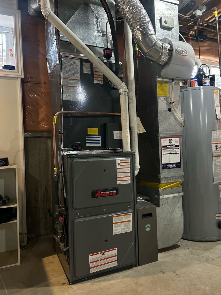 Completing an Amana furnace install for a family in the Idlewood area of Kitchener
