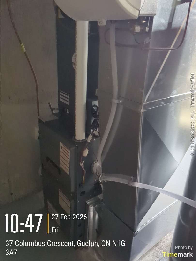 Completing an Amana furnace and heat pump tune up for a family in the Hanlon Creek area of Guelph