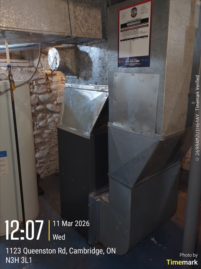 Completing an Amana furnace install for a family in the Preston area of Cambridge