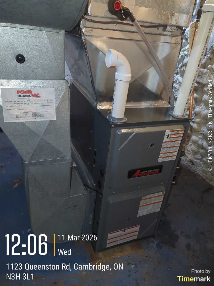 Completing an Amana furnace install for a family in the Preston area of Cambridge