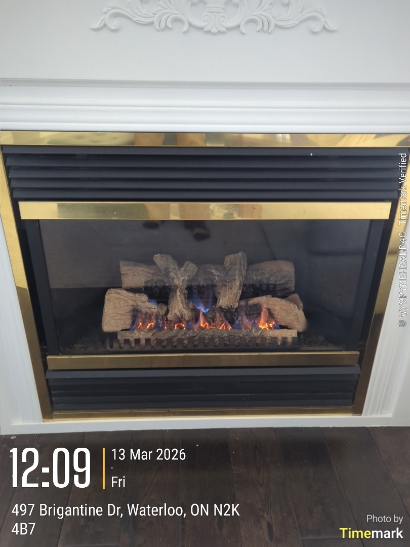 Completing an appliance gas inspection on a fireplace and furnace for a family in the Conestoga Mall area of Waterloo