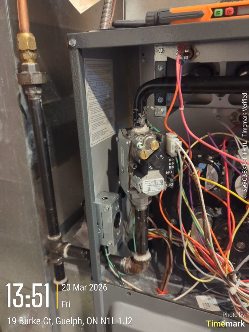 Completing an Amana furnace service call for a family in the Hamilton Corner area of Guelph.