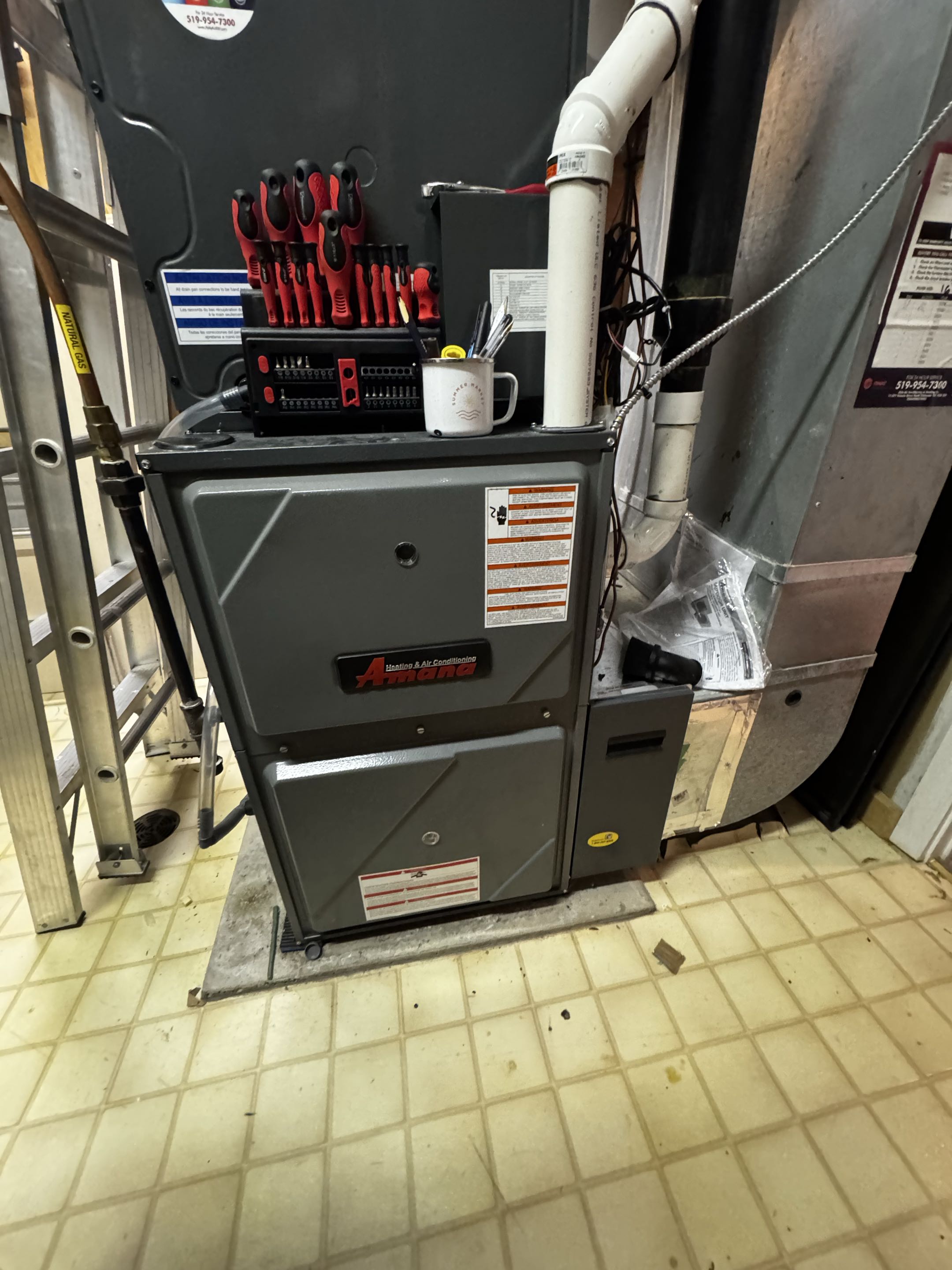 Completing an Amana Furnace and heat pump service for a customer in the Westmount area of Waterloo