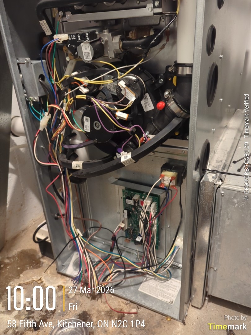 Competing a furnace repair for a customer in the Kingsdale area of Kitchener 