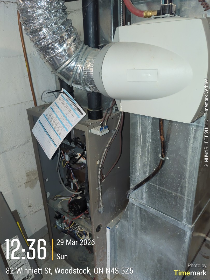 Completing a furnace service for a customer in Innerkip