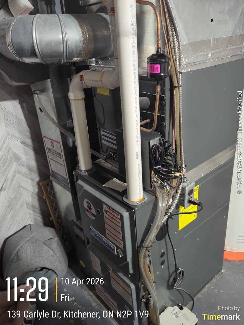 Completing a Daikin furnace and heat pump tune-up for a family in the Strasburg area of Kitchener