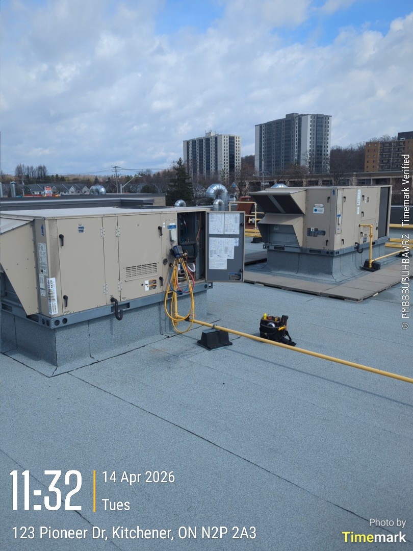 Completing 2 RTU tune ups for a business in the Pioneer Park area of Kitchener