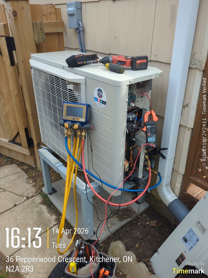 Completing a Daikin furnace and heat pump tune-up for a family in the Centreville Chicopee area of Kitchener 