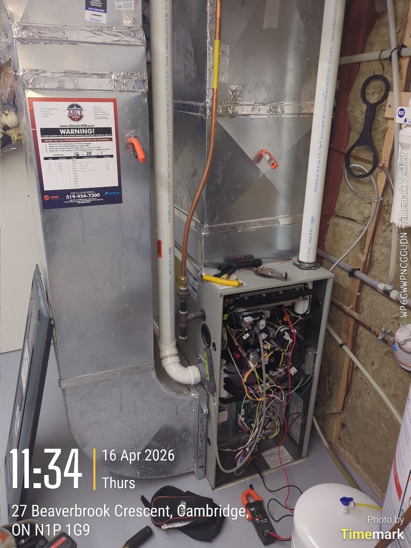 Completing a Furnace tune-up for a family in the littles corners area of Cambridge.