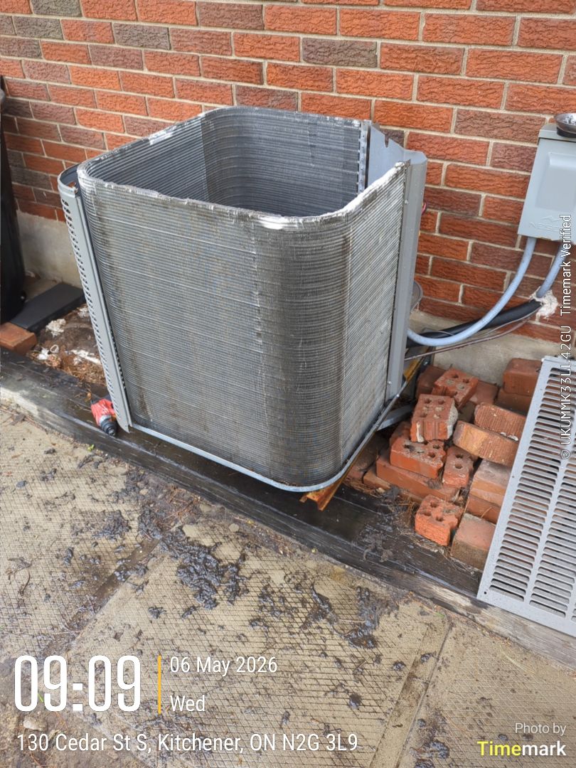 Completing an AC tune-up for a customer in the Kaufman Park area of Kitchener