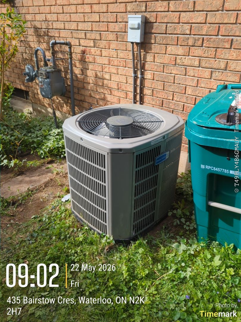 Completing an AC service call for a family in Elmira