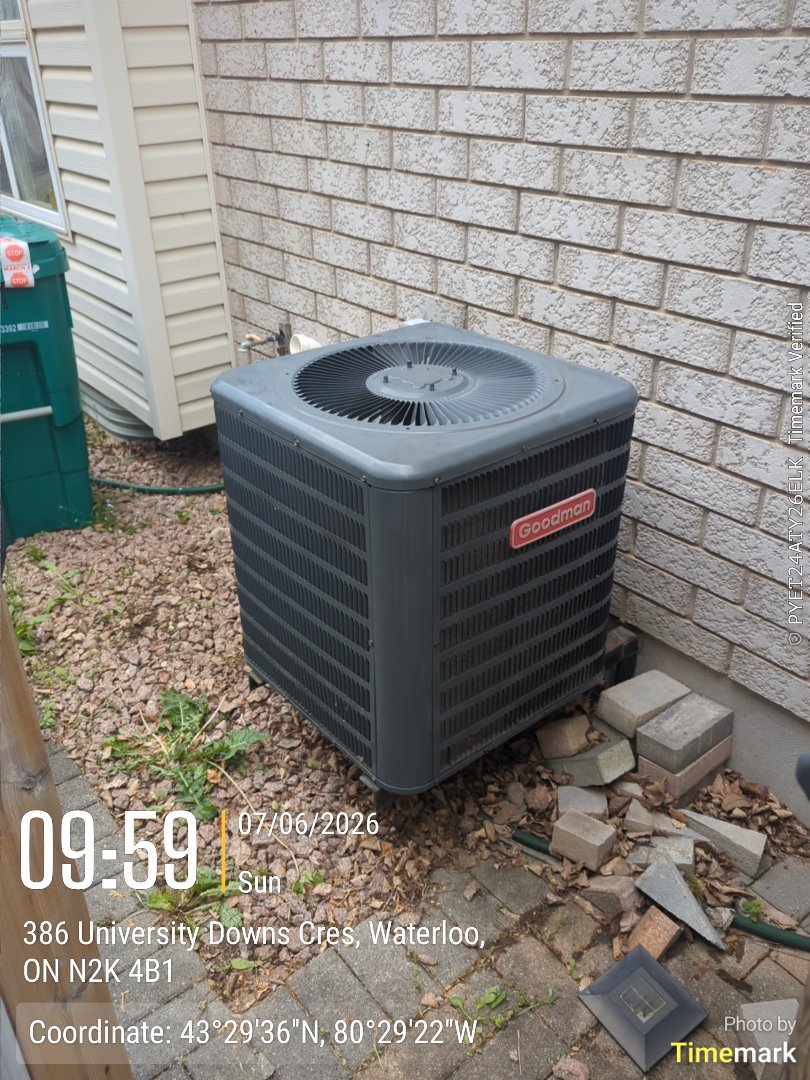 Completing a Goodman AC service call for a customer in the University area of Waterloo