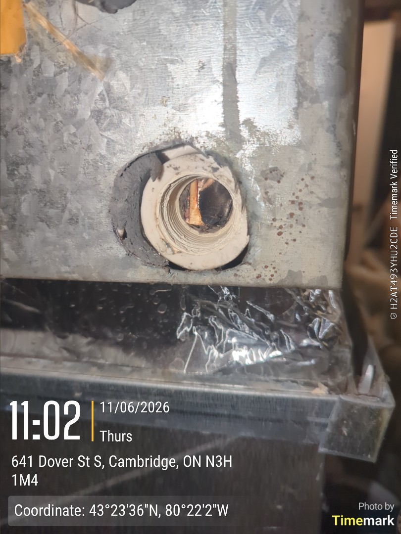 water found on floor near furnace, obstructed drain tube