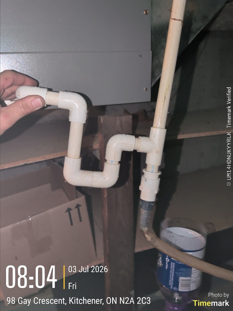 condensate pan overflowing due to kinked drain line