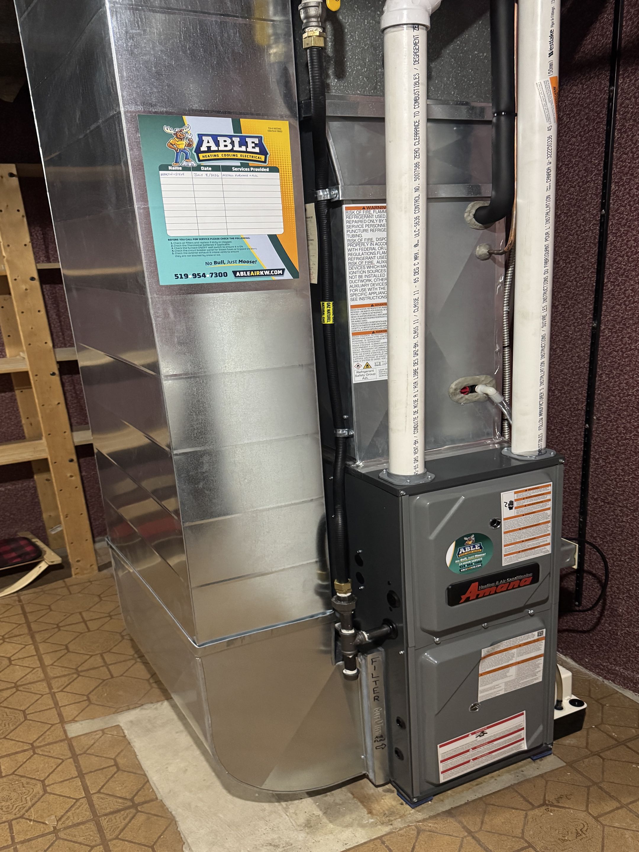 Installed furnace and AC