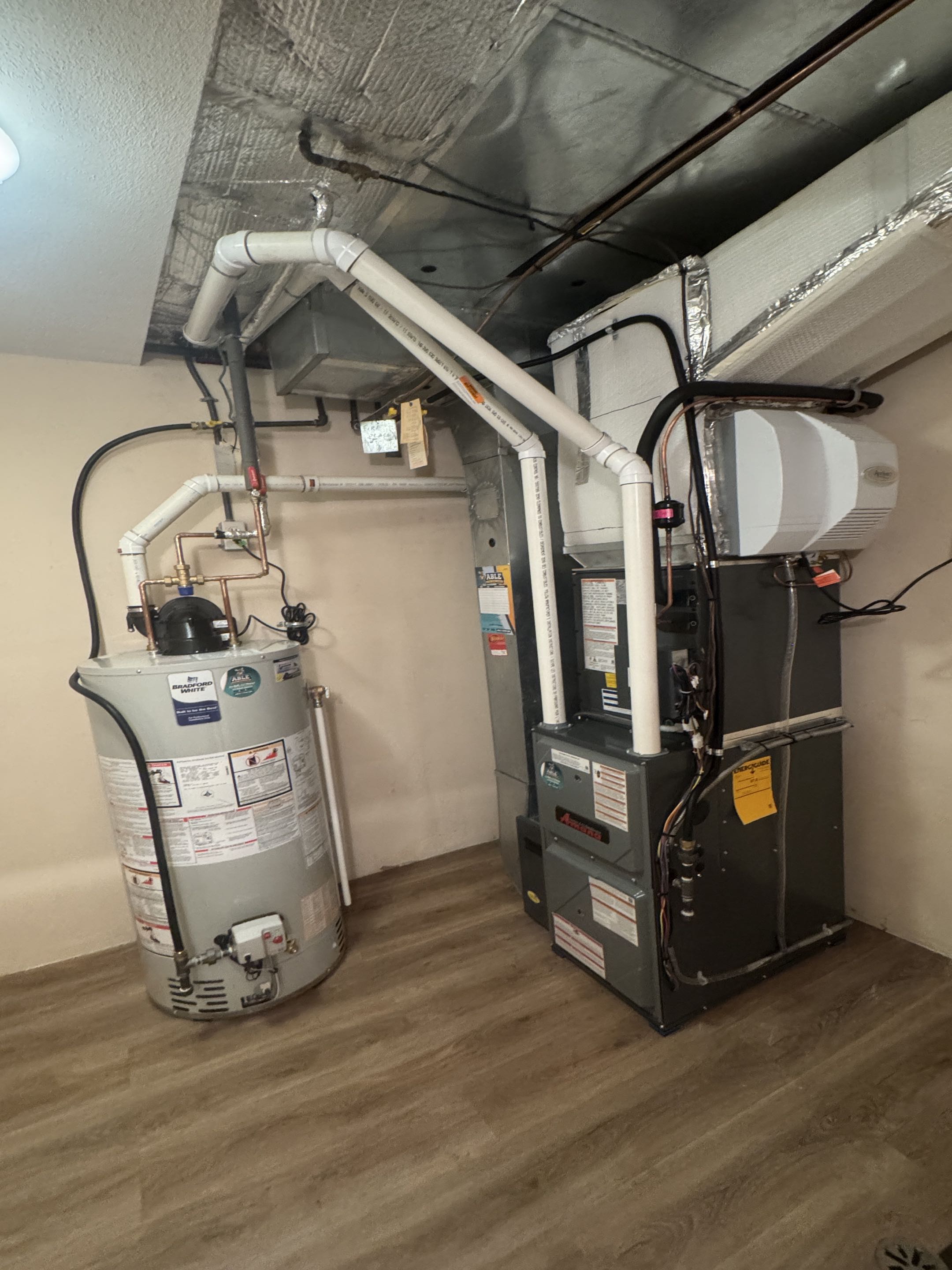 Installed furnace Heat pump and water heater 
