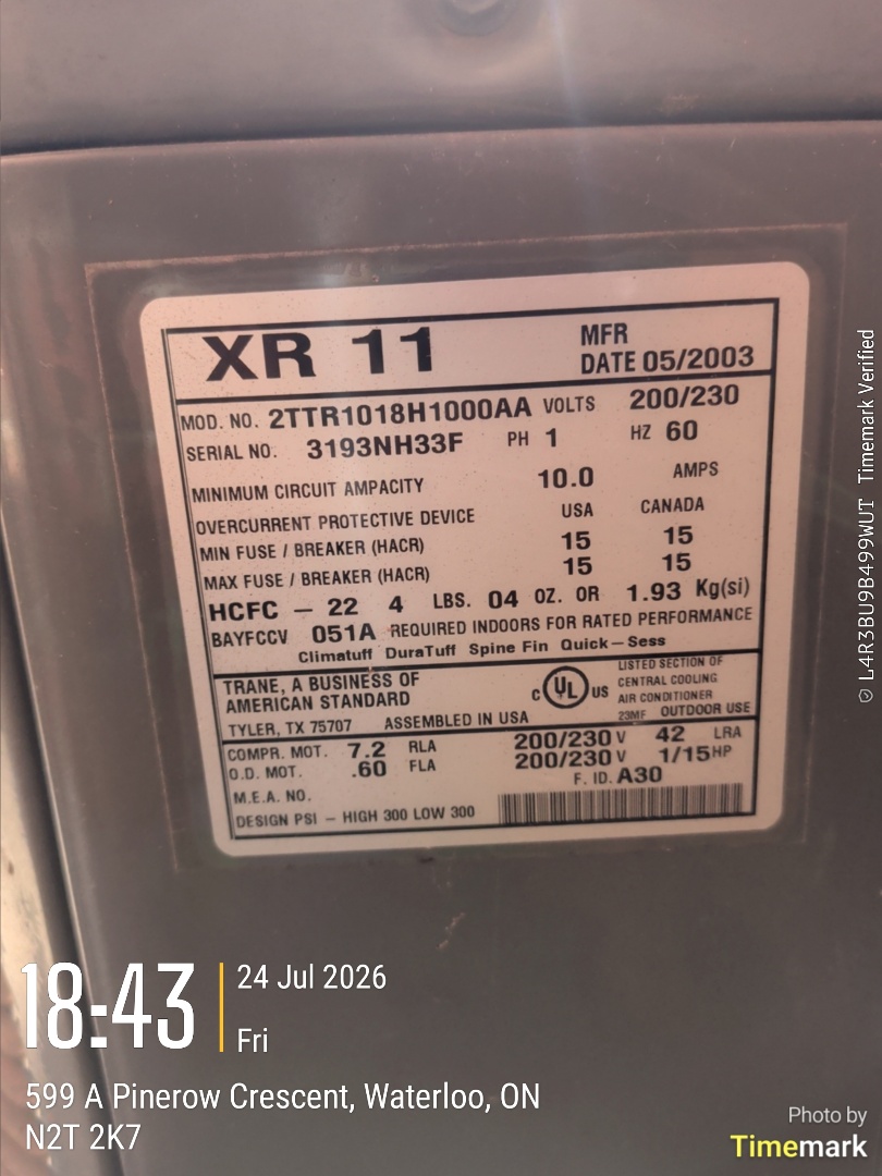 no cooling. call back capacitor and low refrigerant on 16-year-old trane condenser

Tech:Phil