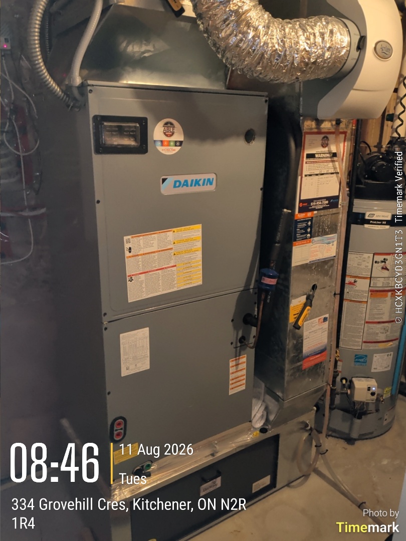 Completed an Air handler and heat pump tune-up for a customer in Kitchener
