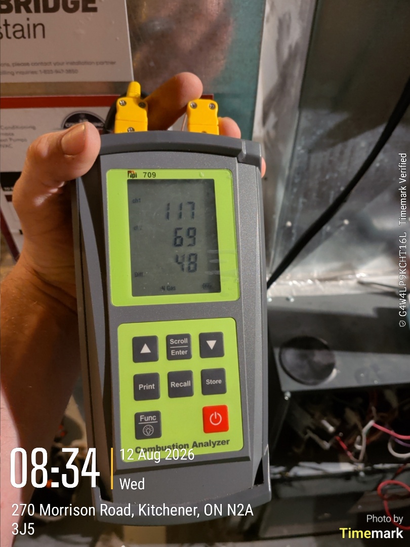 Completed a furnace and A/C tune-up for a customer in Kitchener
