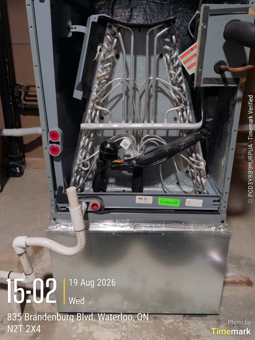 Completed an installation of an air vent and p-trap for electric air handler for a customer in Waterloo