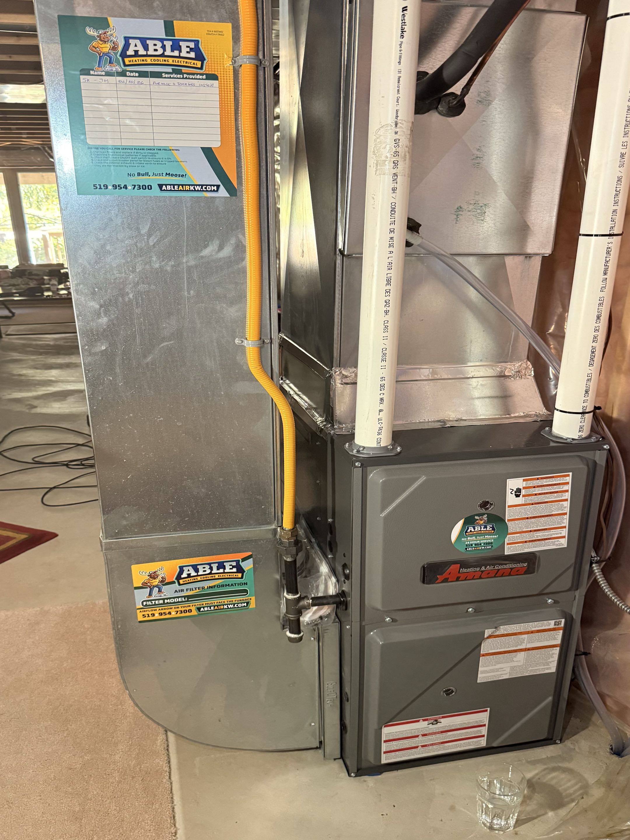 Completed a furnace service visit and heating system inspection.