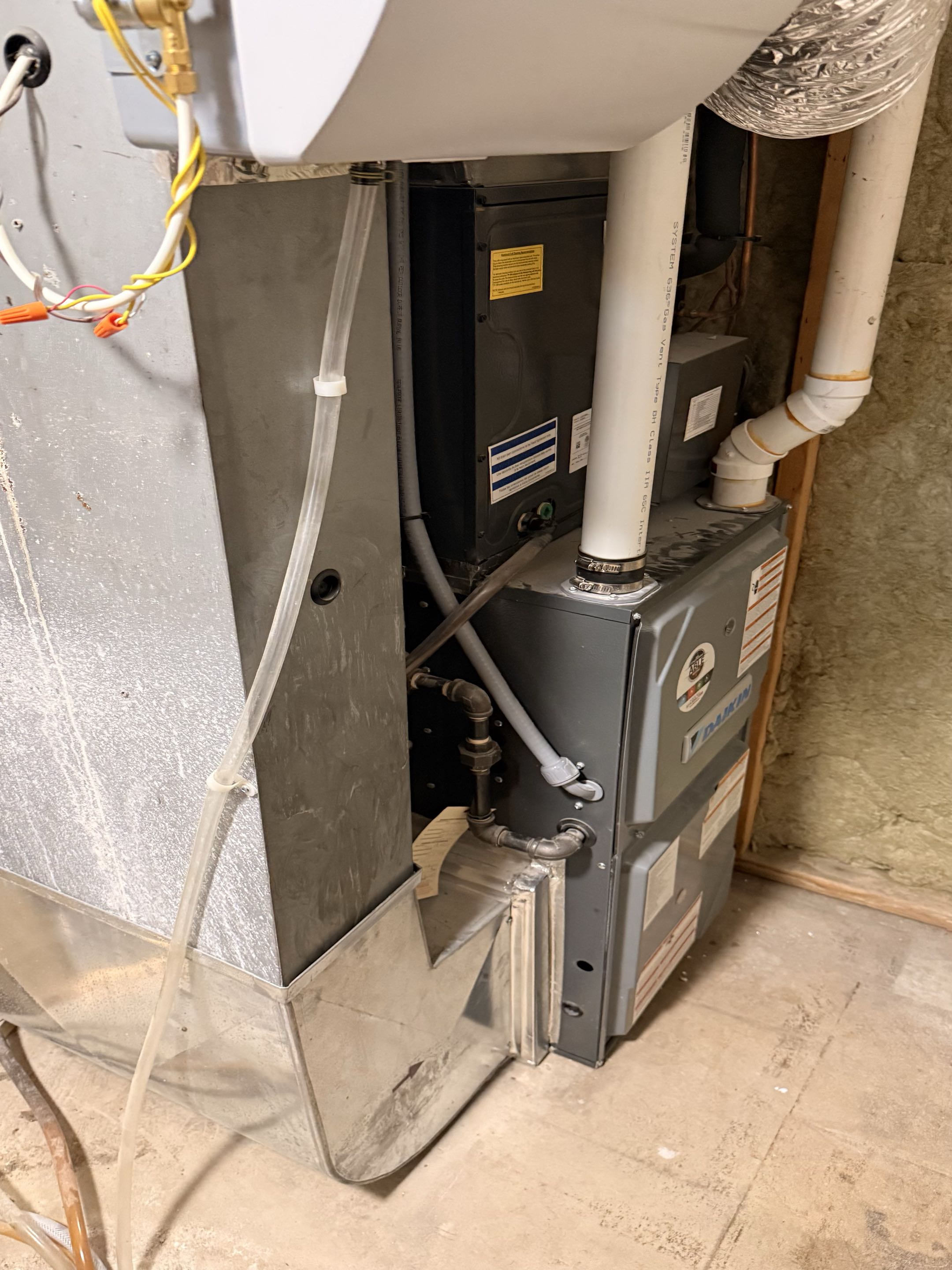 Performed furnace and heat pump maintenance. Checked gas pressures, furnace temperature rise, refrigerant readings, and outdoor unit voltage and amperage. Furnace gas pressures and temperature rise were within manufacturer specifications. Noted dirt buildup in the ductwork and furnace blower compartment and recommended professional cleaning.