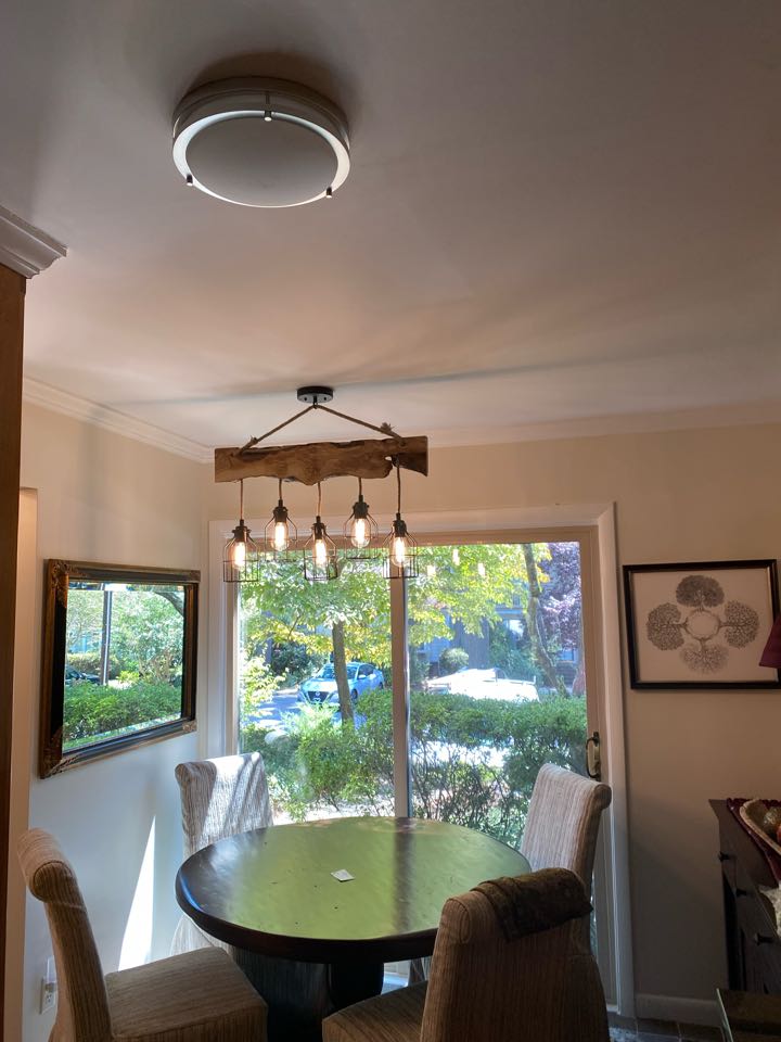 Installed wafer lights, dimmer switches & hanging lights. 