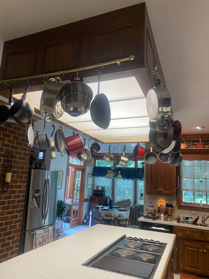Ballast bypass tubes in old fluorescent lights. Added dimmer & repaired ceiling fan.  