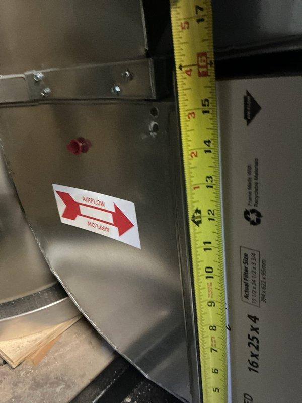 Performed annual heating tune-up service on 1.5-year-old EnergiAir WT 11-2034 unit. Inspected ductwork dimensions (16x25x4) and verified proper airflow direction. Completed full system check and maintenance according to manufacturer specifications.