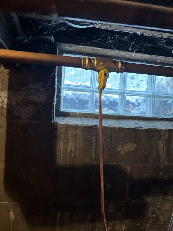 Installed whole-home humidifier system with automatic humidity control. Set up copper water supply line with shutoff valve in utility area. Connected unit to existing HVAC ductwork and verified system operation with digital control panel displaying humidity reading of 38%. Technician Gavin scheduled to return for automatic humidity control installation.