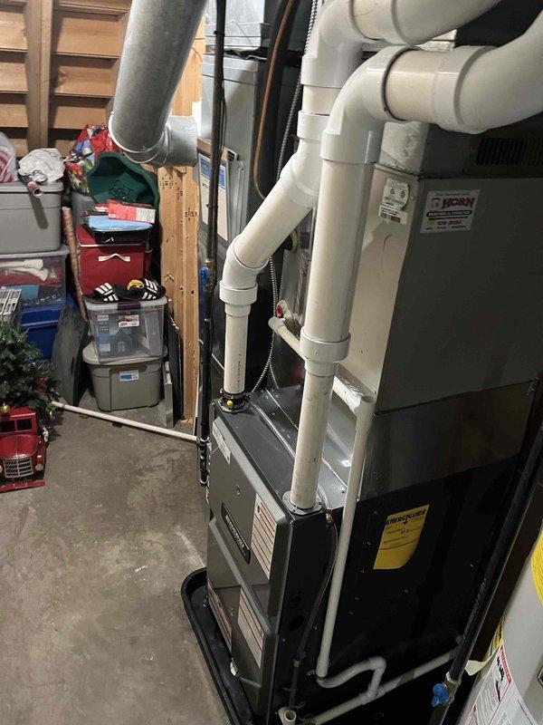 Successfully installed new high-efficiency furnace with proper PVC ventilation piping. Integrated system with existing ductwork and installed compatible humidifier. All connections verified and system tested for optimal performance.