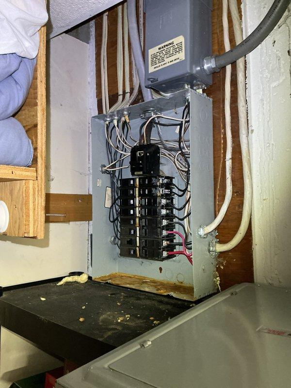 Conducted electrical assessment for client requesting new wiring from breaker panel to furnace. Inspected existing electrical panel, which showed multiple circuit breakers with various wire connections and some disorganization. Evaluated requirements for running dedicated line from breaker to furnace per client's request.