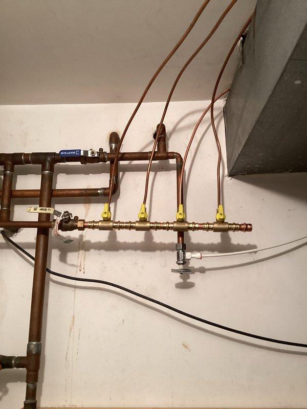 Successfully installed an Aprilaire humidifier with manual control on the first floor HVAC system. Connected copper water lines with isolation valves for proper water supply to the unit. Mounted the humidifier to the furnace plenum and verified proper drainage and electrical connections to ensure optimal humidity control.