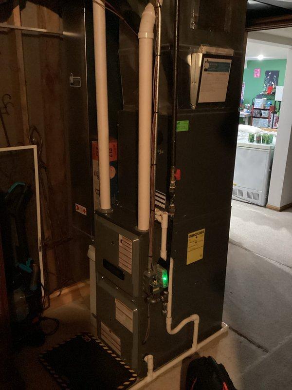 Completed annual heating maintenance service on a 7-year-old EnergiAir furnace and Aprilaire humidifier. Performed standard tune-up procedures on both units, which were found to be operating within normal parameters. System includes an A.O. Smith 40-gallon water heater (Model G6-PVT40500V) that was visually inspected during the service visit.