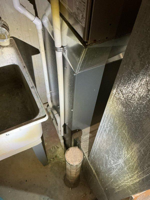 Responded to service call for furnace with ignition lockout. Diagnosed failed heat exchanger during inspection of residential HVAC system. Provided customer with estimate for replacement furnace unit after documenting current installation configuration and surrounding utility area connections.