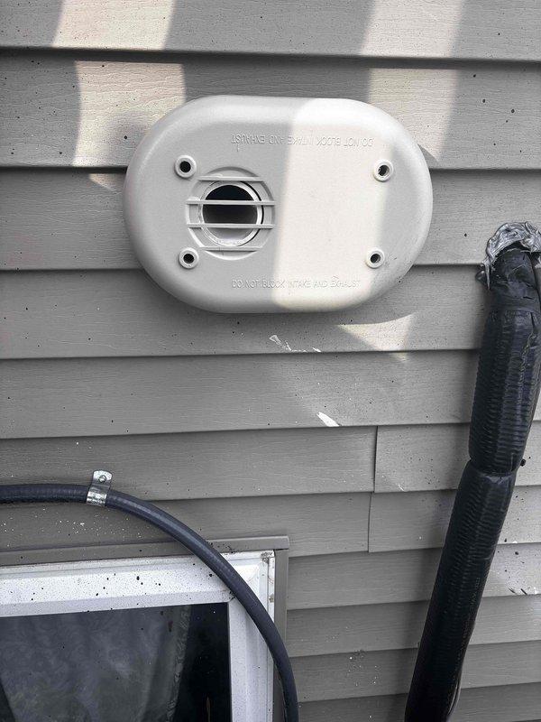 Responded to call regarding frozen furnace ventilation causing window damage. Inspected exterior vent installation and identified improper termination allowing condensation to form on nearby window. Rerouted PVC exhaust pipe in basement to create proper clearance from window and installed proper termination kit to prevent future freezing issues. System now venting correctly with no condensation formation on adjacent surfaces.