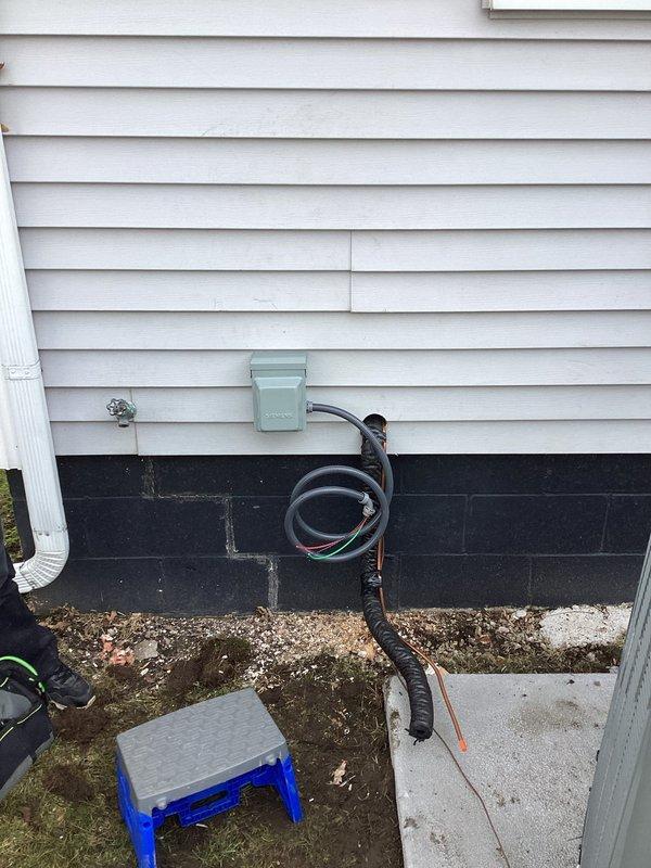 Successfully completed add-on air conditioning installation with new furnace/air handler unit in basement. Installed complete metal ductwork system with proper sealing at all junction points. Established exterior electrical connections with junction box mounted to vinyl siding, including all necessary conduit and wiring.