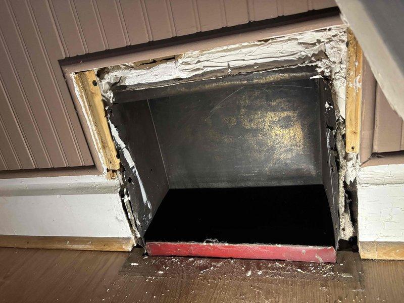 Diagnosed restricted airflow issue in 15-year-old EnergiAir system where air movement was limited to master bedroom only. Inspection revealed deteriorated duct connections and makeshift floor vent installations with compromised seals. Repaired damaged ductwork and sealed openings properly to restore balanced airflow distribution throughout the residence.