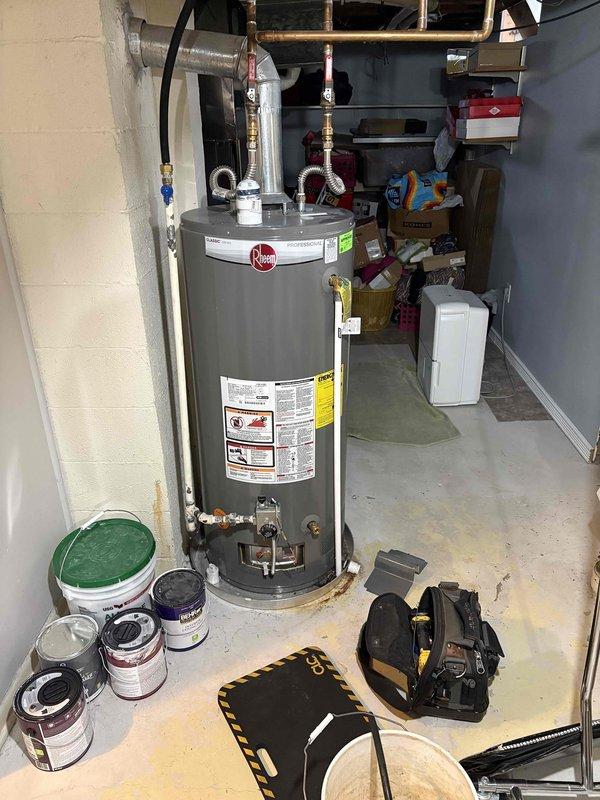 Responded to a service call for insufficient hot water supply from a 5-year-old Rheem water heater. Upon inspection, found temperature setting was too low; adjusted the thermostat to appropriate level after informing customer about scalding risks. Verified proper operation and confirmed system now producing adequate hot water volume.