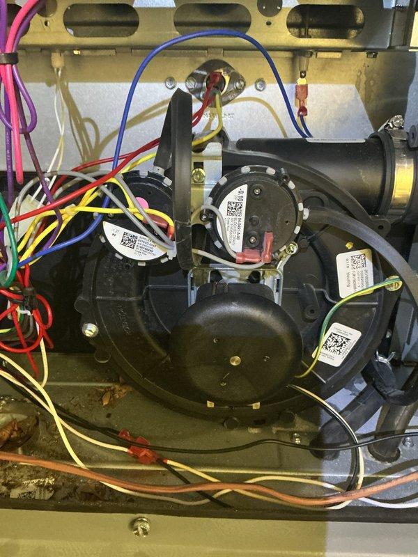 Performed complimentary annual heating system maintenance on 3-year-old EnergiAir furnace (warranty through 04-2027, CM: 2022). Inspected pressure switches, blower motor assembly, and circuit board connections. All electrical wiring and components were found in proper working condition with no signs of wear requiring attention. System includes humidifier which was also checked during service.