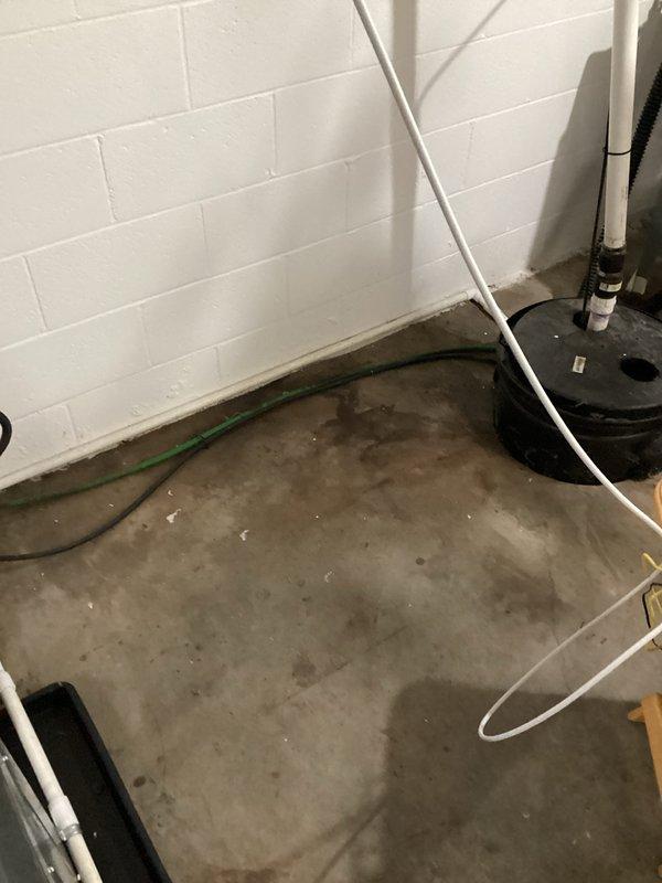 Completed installation of new warranty furnace in basement utility area. Unit was properly mounted on drain pan with all necessary PVC pipe connections and ductwork secured to existing system. Digital control panel was verified operational with system functioning as designed.