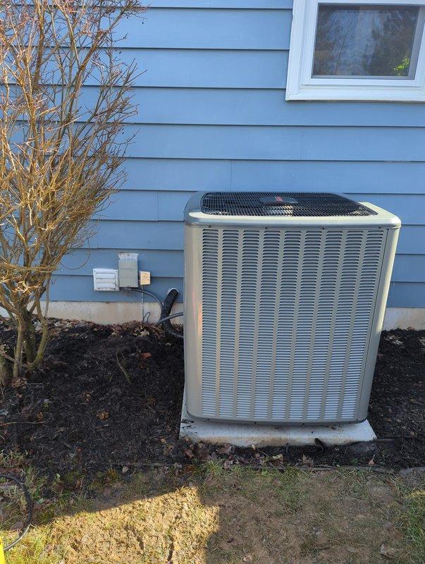 Completed full system replacement with installation of new furnace unit in basement utility area and outdoor air conditioning condenser unit. New system includes proper ductwork connections, PVC venting, condensate drainage, and electrical disconnect box for safe operation. All components were properly installed according to manufacturer specifications and industry standards.