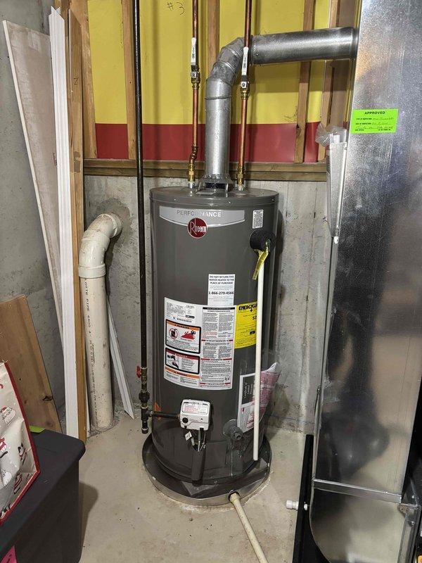 Completed complimentary annual heating tune-up on EnergiAir WT 09-2029 system (2019 model). Inspected furnace, ventilation ducting, and associated plumbing connections. Examined water heater (Rheem Performance) including exhaust venting, copper supply lines, and PVC drainage. All components functioning within normal parameters.