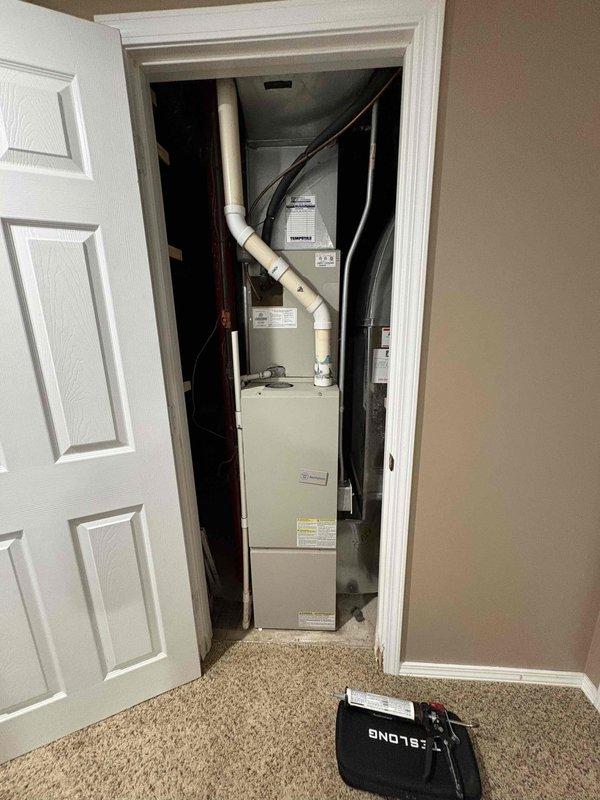 Diagnosed 22-year-old Westinghouse furnace exhibiting short cycling behavior (running for 4-5 minutes before shutting down). Customer's previous attempt to clean flame sensor had not resolved the issue. Due to unit age and condition, provided replacement options for the aging system.