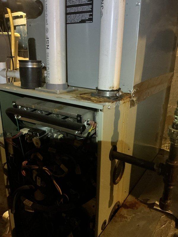 Responded to no-heat call for 6-year-old furnace that would not turn on. Upon inspection, discovered faulty transformer with visible corrosion and damaged wiring connections. Replaced transformer, tested system operation, and verified proper heating function before completing service.
