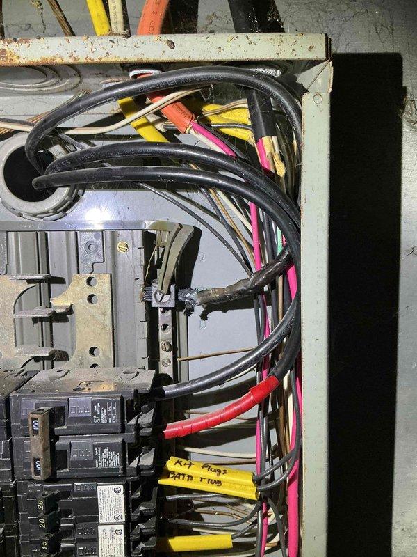 Responded to emergency call regarding non-functioning basement circuits and furnace. Inspection revealed a severely fire-damaged exterior electrical box with extensive charring and melting that had compromised the connection to the main panel. Replaced damaged components, rewired affected circuits, and restored power to basement and furnace after confirming safe operation of the electrical system.