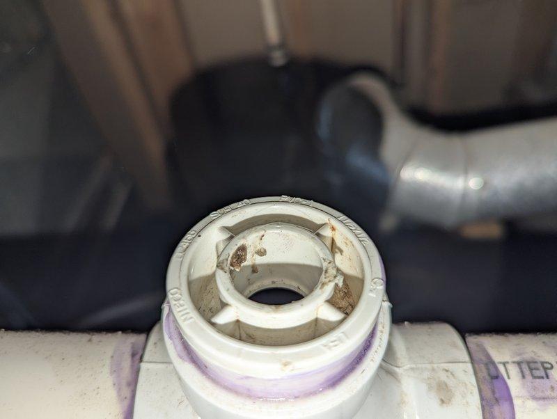 Diagnosed and repaired YORK humidifier that was installed one month ago but not functioning. Discovered improper PVC connections with visible discoloration and debris accumulation at pipe fittings. Corrected installation by properly sealing connections with appropriate plumber's tape and ensuring proper water supply to the humidification system.