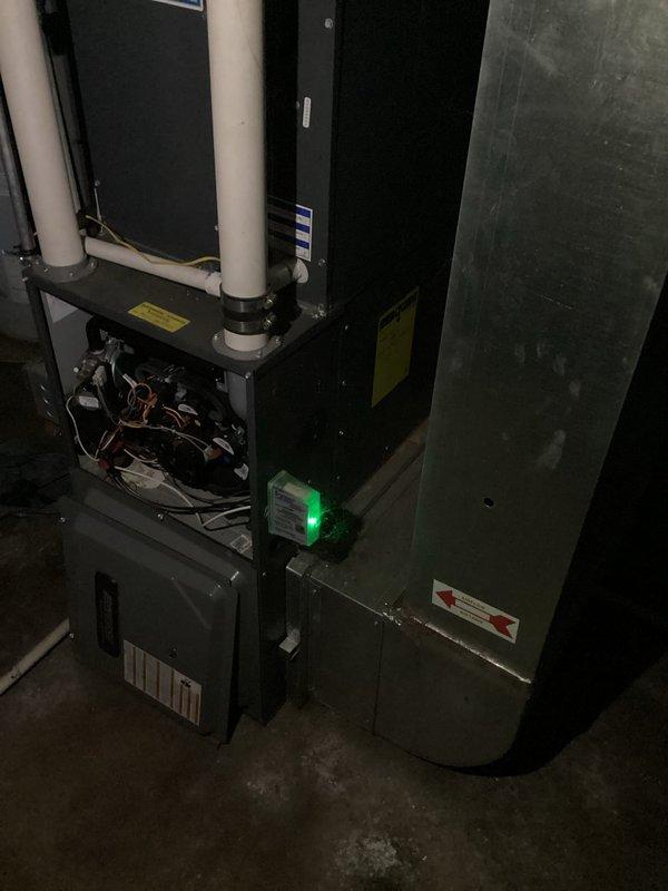 Performed annual maintenance on 9-year-old EnergiAir furnace (warranty through 2025). Completed full tune-up including inspection of internal components, wiring connections, motor assembly, and fan system. System is operating properly with no humidifier present; noted environmental concerns including basement mold that should be addressed for optimal indoor air quality.