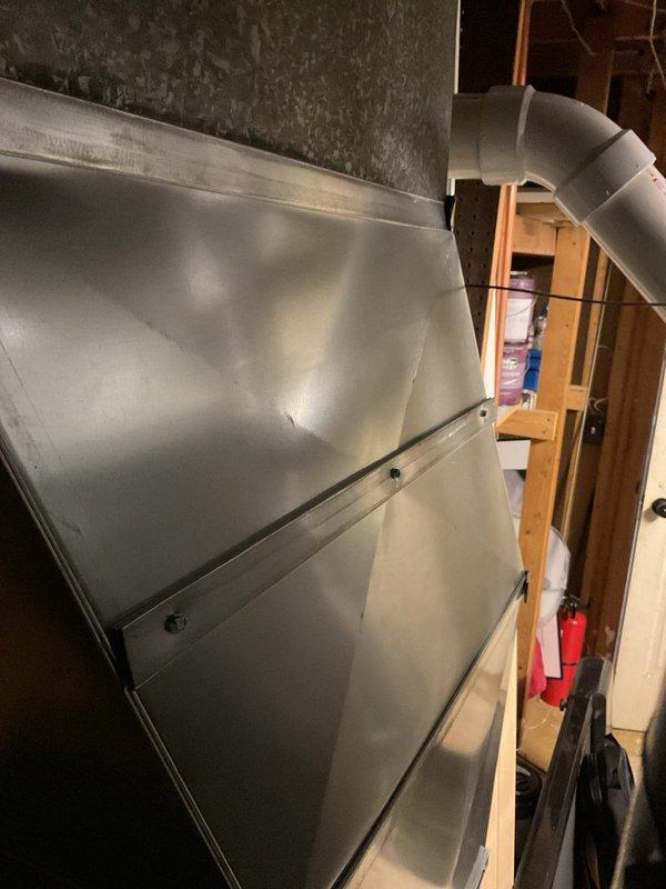 Inspected residential HVAC system to diagnose loud banging noise occurring when heat cycle terminates. Identified issue as return duct expansion/contraction due to pressure normalization. Applied reinforcement to strategic points on ductwork and installed flexible connectors at key junction points to absorb expansion movement, significantly reducing noise transmission during system cycling.